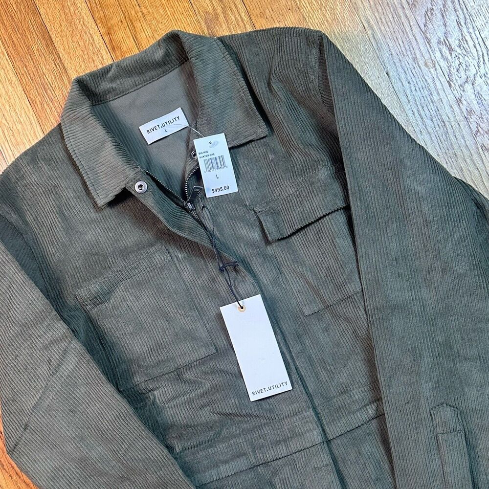 Rivet Utility Jumpsuit Corduroy Womens L Big Wig Green Streetwear NWT $495